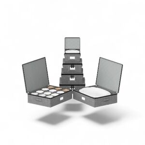 Gray Stackable Fabric Storage Boxes with Lids - Versatile Home Organization